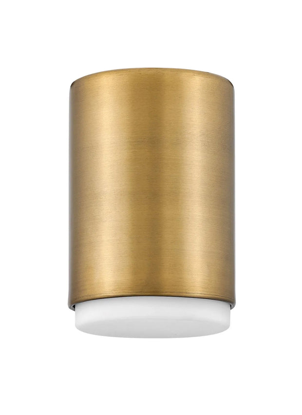 Hinkley Cedric 1 Light Flush Mount Lacquered Brass with Etched Opal Glass