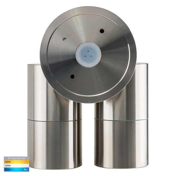 Fortis Double Adjustable Wall Pillar Light Stainless Steel with 5w CCT GU10