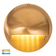 Pinta Surface Mounted 2.3w CCT 12v Step Light with Eyelid Brass