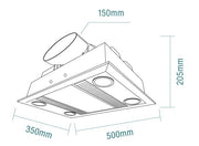 Linear 3-in-1,1000W Halogen Heat Lamp, Exhaust Fan, LED Panel Silver