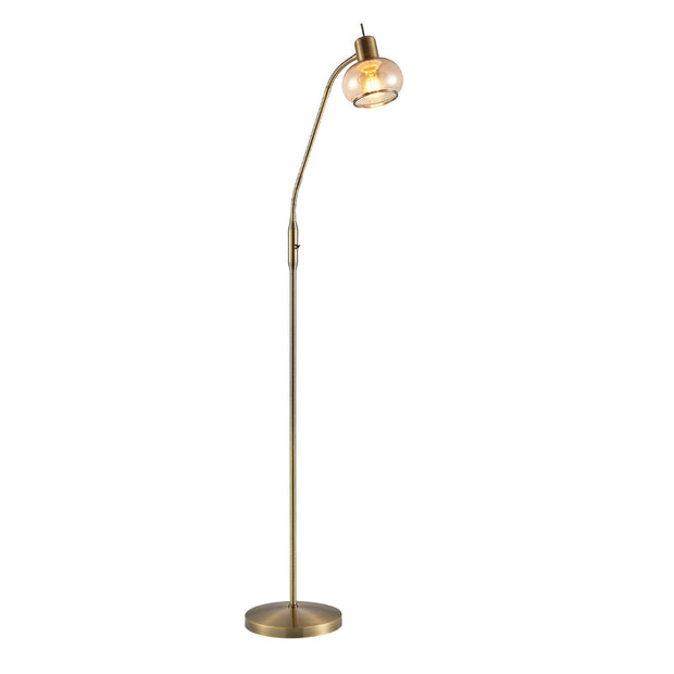 Marbell Floor Lamp Antique Brass and Amber