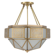 Overton 6 Light CTC Pendant Brass and Frosted Glass