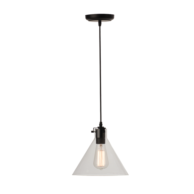 PD2102 Conical Glass Pendant Black with Clear