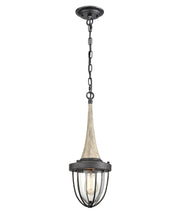 Pendolo E27 Weathered Charcoal and Washed Wood Cage Pendant