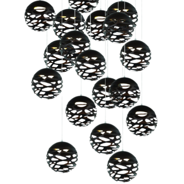 Orb 18 Light Cluster Pendant Black