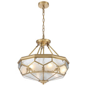 Valmont 6 Light CTC Pendant Brass and Frosted Water Glass