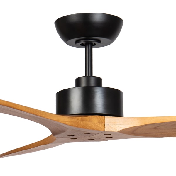 Wynd 54 DC Ceiling Fan Black and Handcrafted Teak Blades