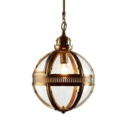 Saxon Small Glass Sphere Pendant Antique Brass
