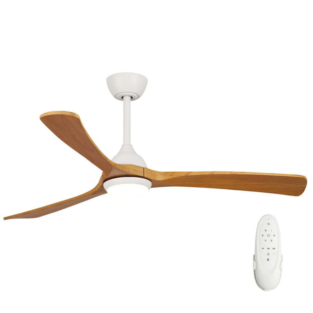 Sanctuary 70 DC Ceiling Fan White with Teak Blades and LED Light