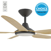 Storm DC 48 Ceiling Fan Black and Bamboo with LED Light