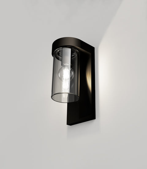 Tuva Outdoor Wall Light Old Bronze with Clear Flat Glass Shade