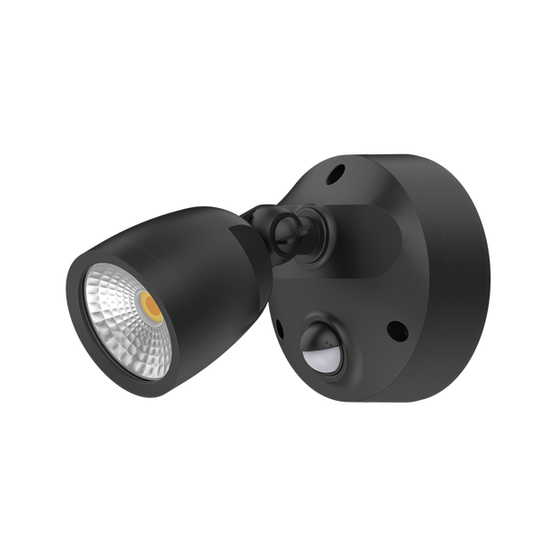Muro Eco Single Black 10w Spotlight with Sensor