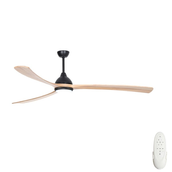 Sanctuary 86 DC Ceiling Fan Black with Natural Blades and LED Light