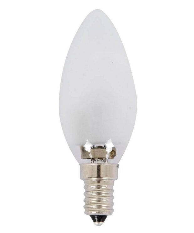 18w = 25w Small Edison Screw (SES) Frosted Candle Energy Saving Halogen - Lighting Superstore