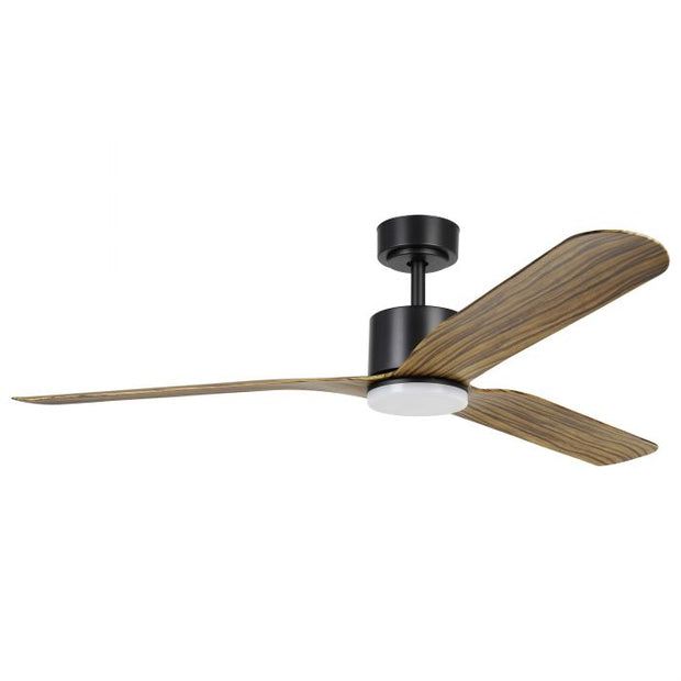 Iluka 60 Inch Black DC Ceiling Fan with Wooden ABS Blades with 18w LED Tri Colour