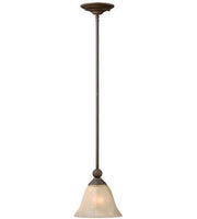 Bolla 1-Light Mini Pendant - Olde Bronze & Amber Glass - Lighting Superstore