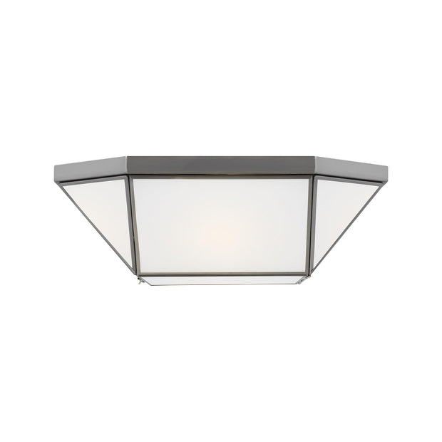 Morrison 2 Light Flush Mount Antique Brushed Nickel with Smooth White Glass