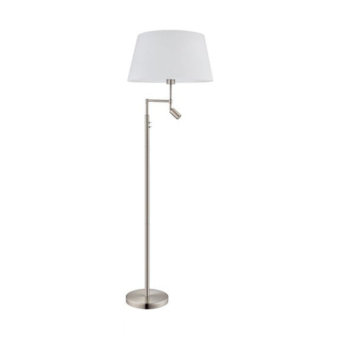 Santander Satin Nickel Floor Lamp with 1 e27 + 2.1w Warm White LED