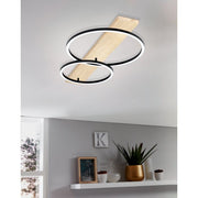 Boyal Black with Natural Wood Close to Ceiling 24w Warm White