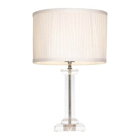 Albion Crystal Table Lamp With Pleated Shade White