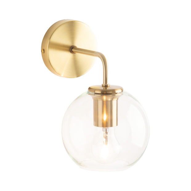 Sylvia Brushed Brass Clear Glass Wall Light