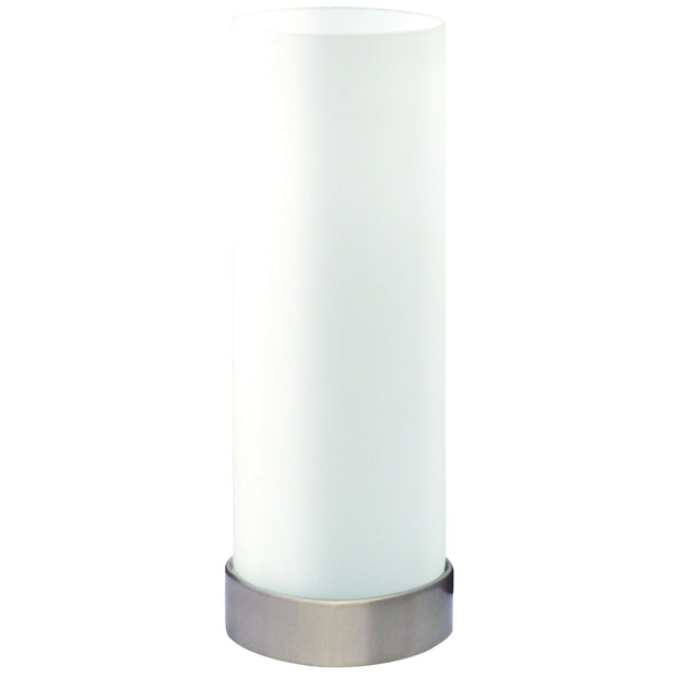 Pepe Round Touch Lamp Opal Brushed Chrome