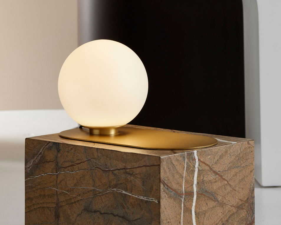 Anders Desk Lamp Satin Brass With Frosted Glass Shade by Lighting