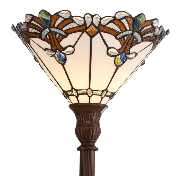 White Leadlight Uplight Floor Lamp T-273-13UL