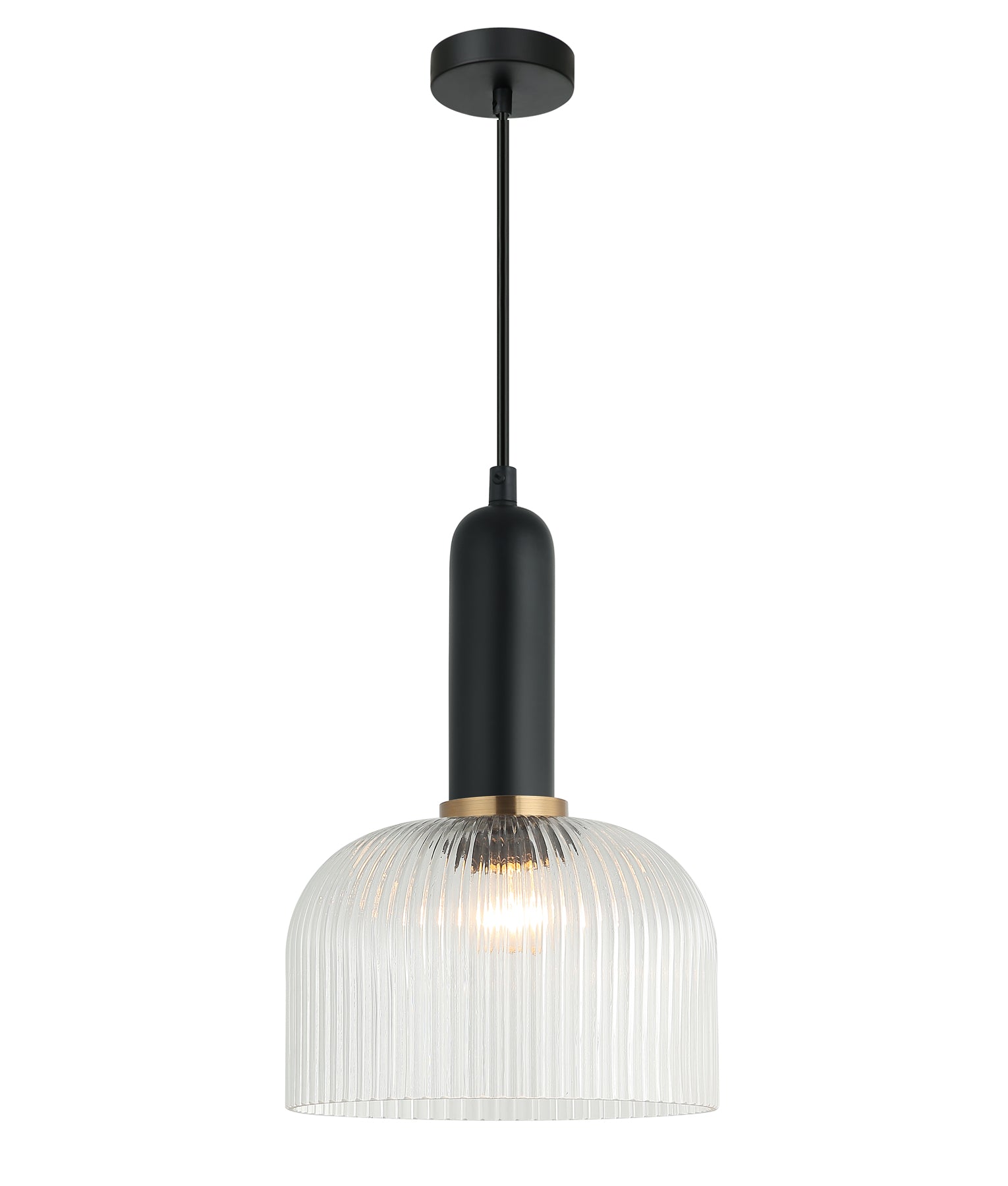 Industrial ribbed glass pendant outlet light