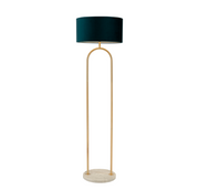 BANKS FLOOR LAMP Brass & Marble 44cm Shade in Blue