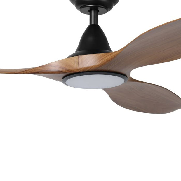 Noosa 60 DC Ceiling Fan Black with New Teak and LED Light