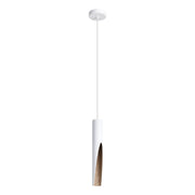 Barbotto 1 Light White with Natural Wood Tri Colour Pendant