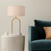 Banks Table Lamp Brass & Marble With 35cm Shade In Flax