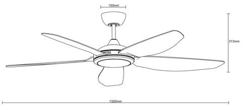 Esprit DC 52 Smart Ceiling Fan White with Dimmable CCT LED Light