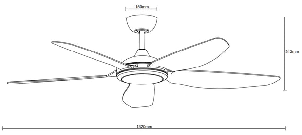 Esprit DC 52 Smart Ceiling Fan Black with Dimmable CCT LED Light