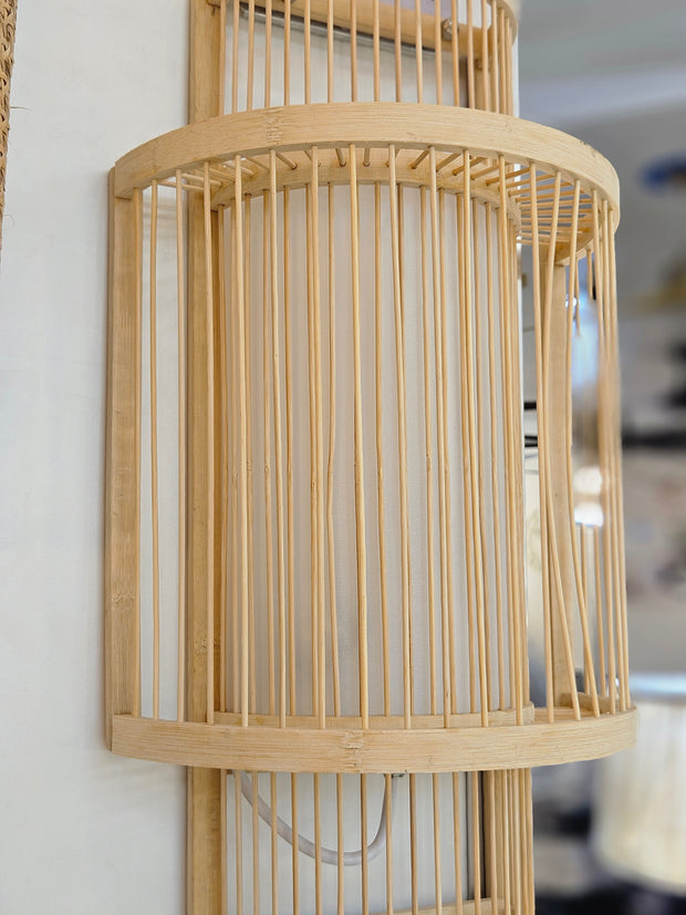 Riley Natural Slat with Cotton Lining Wall Light