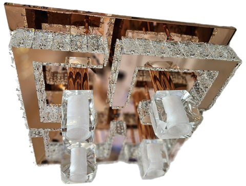 Aztec 500x500 K9 Crystal Close to Ceiling Light Chrome