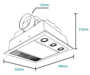 Linux Mini DC 1000w Halogen 3 in 1 Bathroom Heater & High Extraction Exhaust Fan with LED Light White