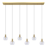 Terque 6x5.4w LED 3000K Brushed Brass and Glass Dimmable Bar Pendant