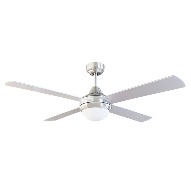 Tempo Plus AC 52 Ceiling Fan Brushed Chrome with E27 Light