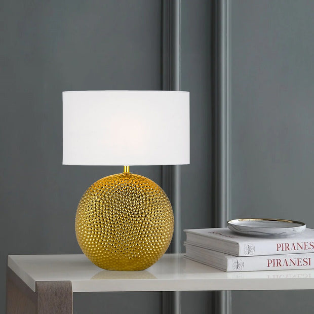 ICARIA Gold Ceramic with White Shade E27 Table Lamp