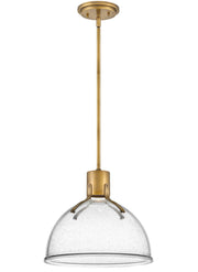 Argo 1L Pendant Heritage Brass with Clear Seeded Glass