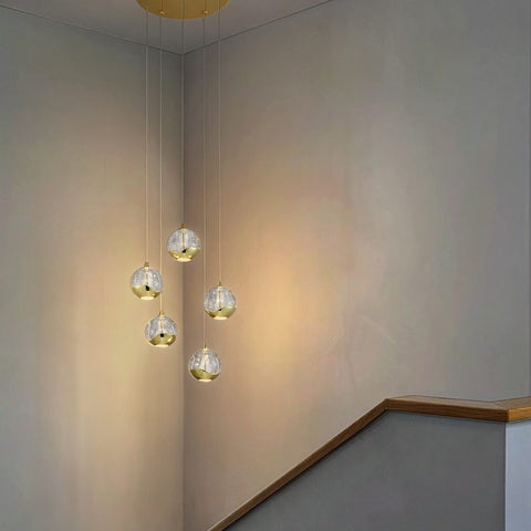 Segovia 5lt 25w 3000K LED Bubble Glass Pendant Gold