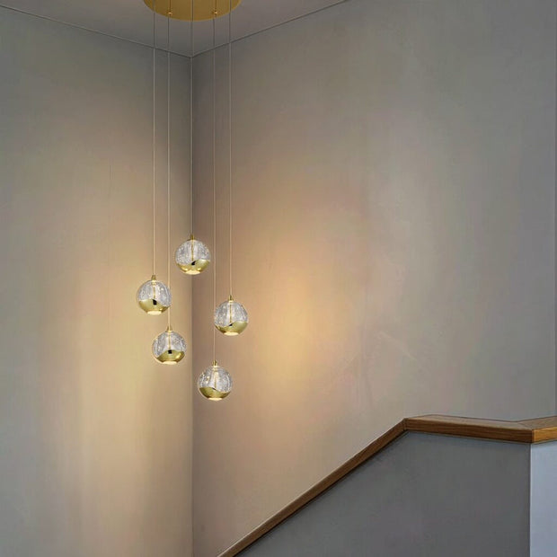 Segovia 5lt 25w 3000K LED Bubble Glass Pendant Gold