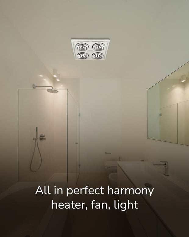 Midas Quattro Bathroom Heat, Light & Exhaust - White