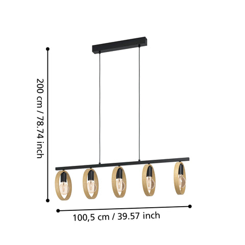 Ipsden 5 Light Black Pendant Light