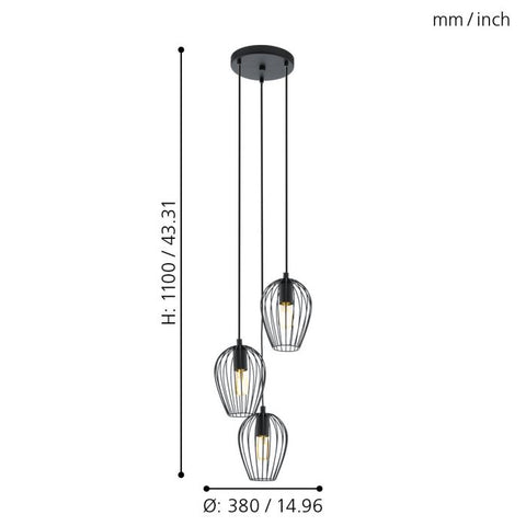 Newtown Pendant Light - 3 Light Cluster