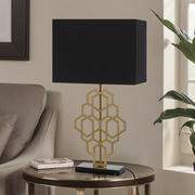 AKRON Antique Gold with Black Shade Large E27 Table Lamp