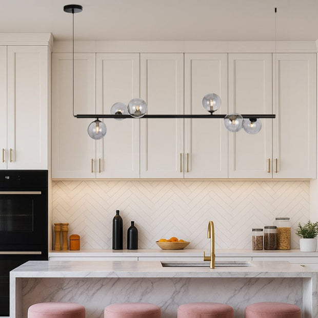 Elson 6lt Pendant Black with Smoke Glass