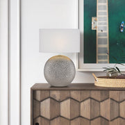 ICARIA Silver Ceramic with White Shade E27 Table Lamp